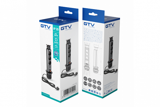 GTV ���������� ������� ������������, D-60MM, 3XSCHUKO, 2XUSB/5V